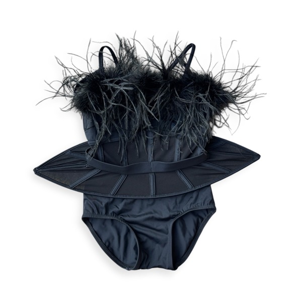 Tenth House + 2-Die-4 Other - Tenth House 2-Die-4 Black Feather Peplum Dance Costume LC TD24436 Kids Large